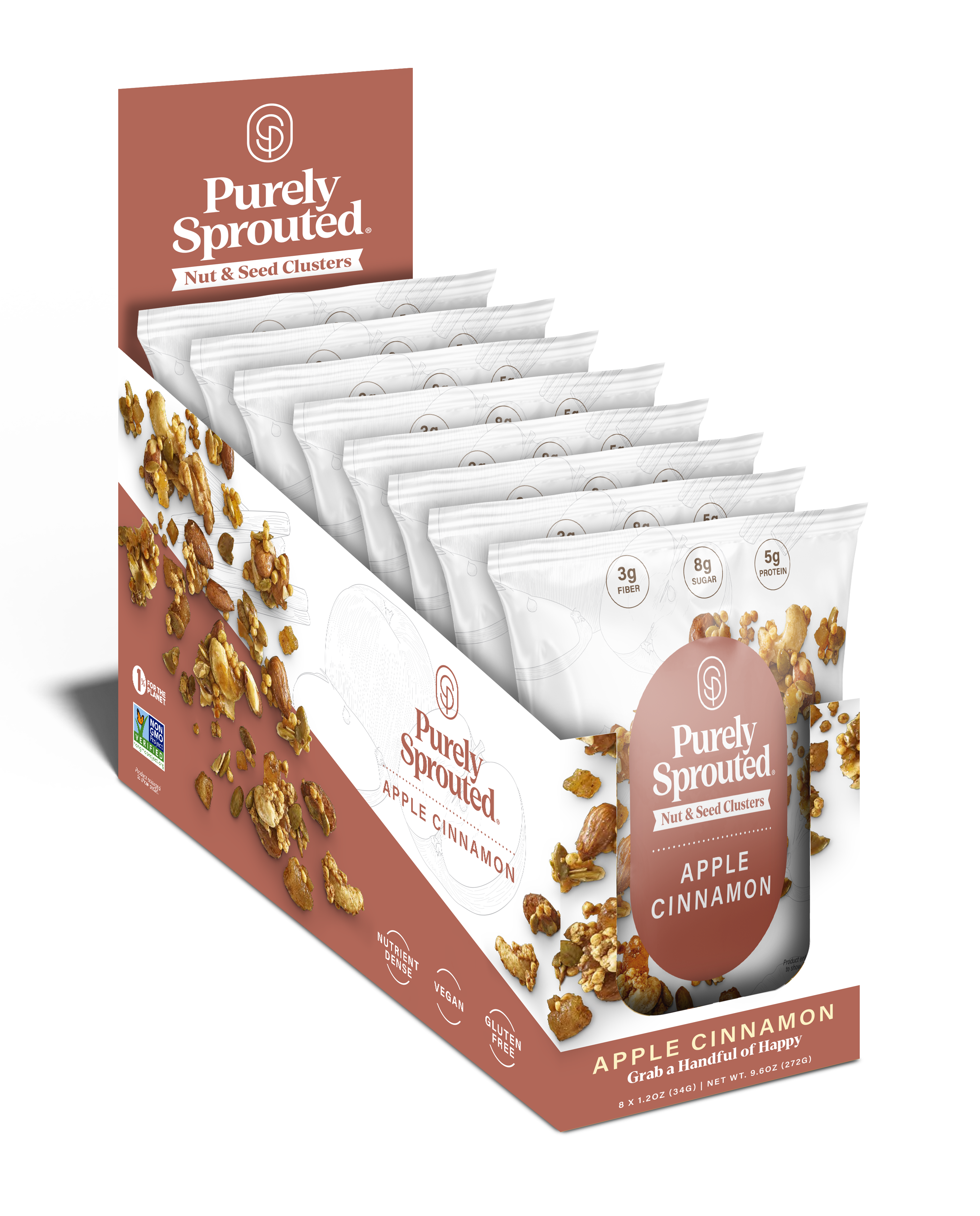 Apple Cinnamon, Sprouted Snack Mix, Snack Pack, 8-Pack (1.2 Oz Each)